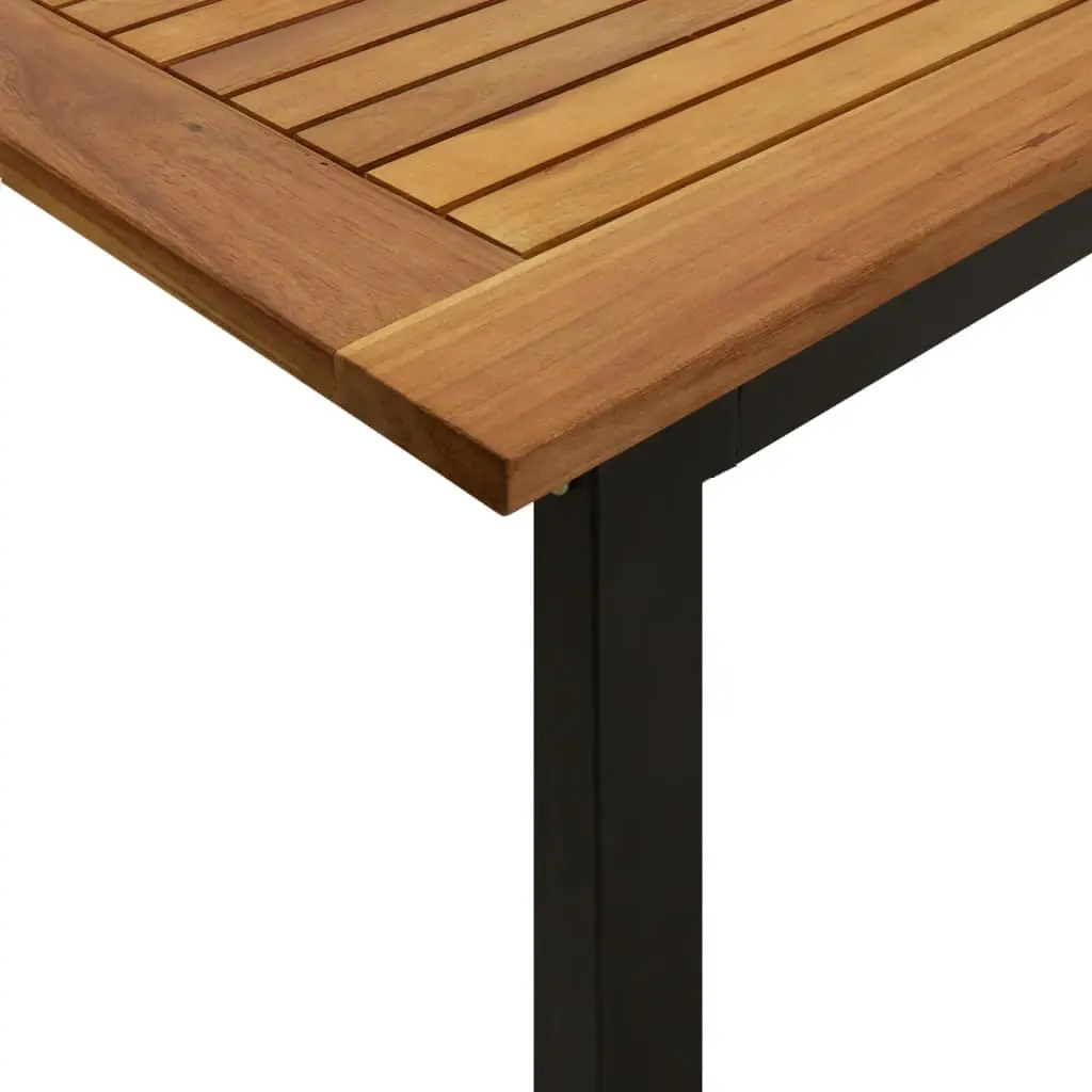 Solid Acacia Wood Garden Dining Table with U-shaped Legs