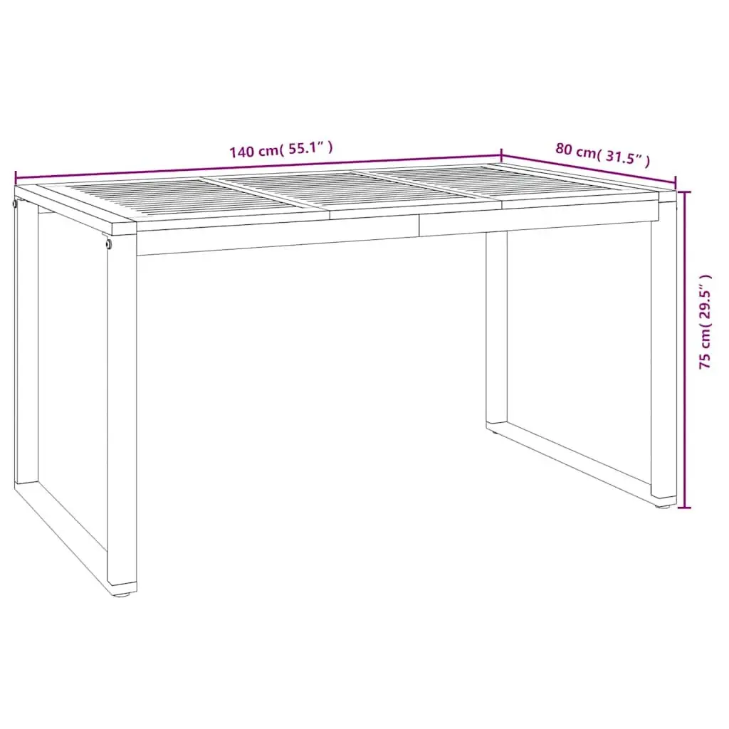 Outdoor Garden Table Solid Acacia Wood 140 x 80 x 75 cm Brown