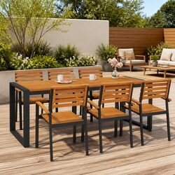 Sturdy Acacia Wood Outdoor Dining Table with U-Shaped Legs