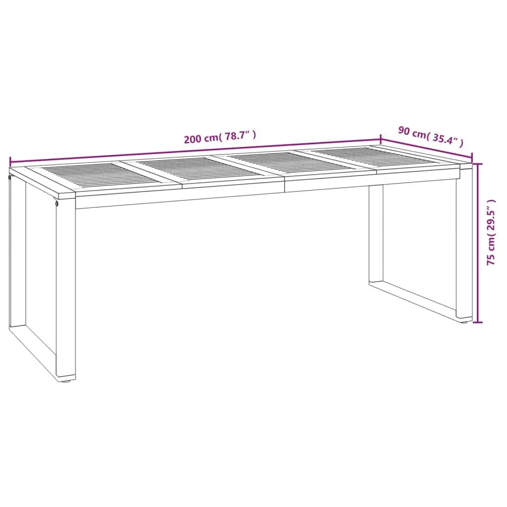 Acacia Wood Outdoor Dining Table with U-Shaped Legs