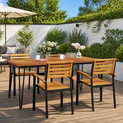 Sturdy Outdoor Dining Table with Hairpin Legs 180x90x75cm