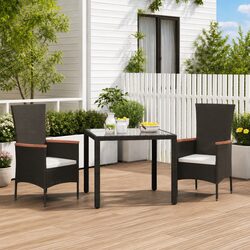 Durable Poly Rattan Garden Chairs Set of 2 with Cushions