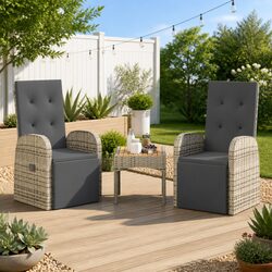 Durable Grey Outdoor Reclining Garden Chairs with Cushions
