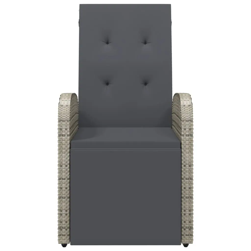 Reclining Garden Chairs PE Rattan Powder-coated Steel 2 pcs Grey Outdoor Seating with Cushions Adjustable