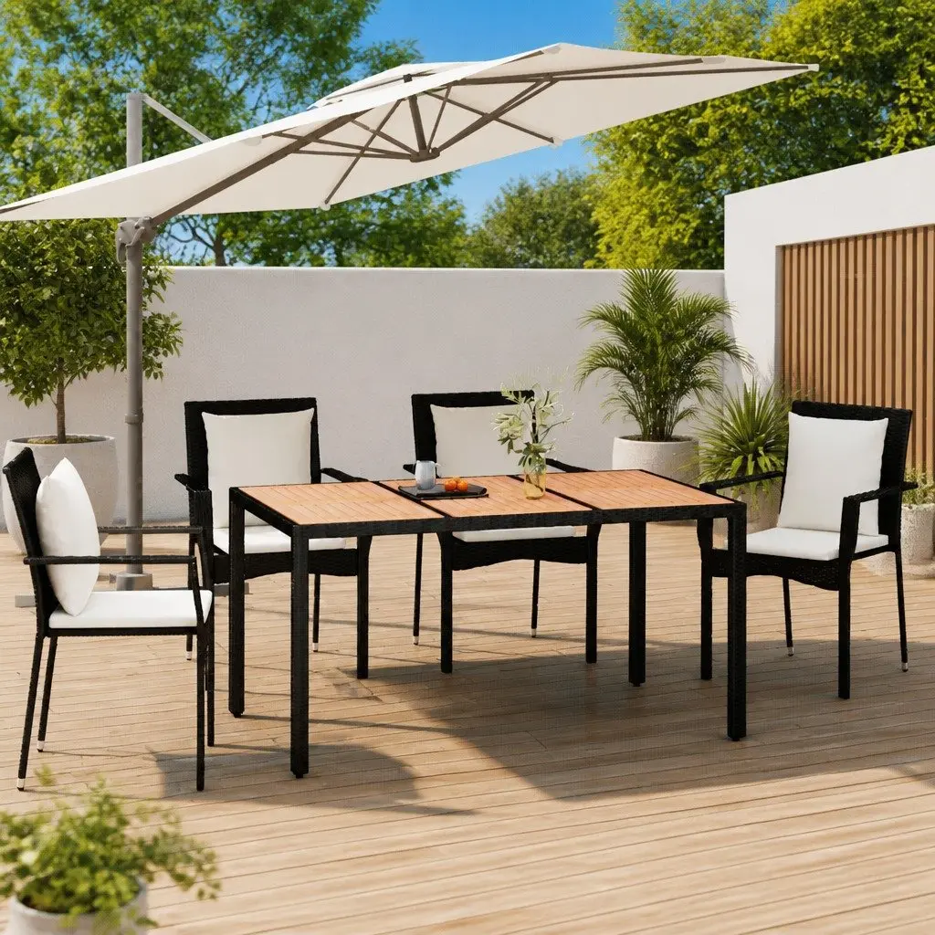 Outdoor Garden Table with Durable Wooden Top