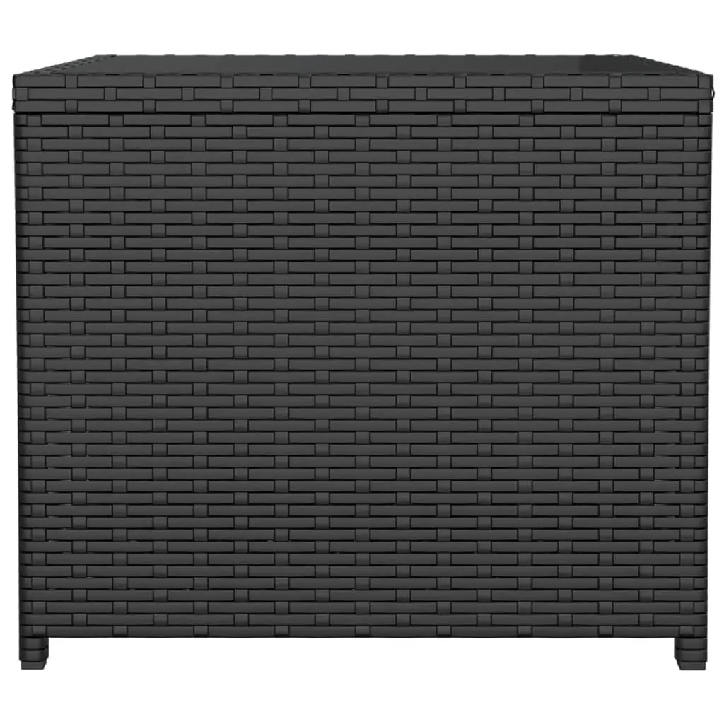 Black Poly Rattan Outdoor Tea Table with Glass Top