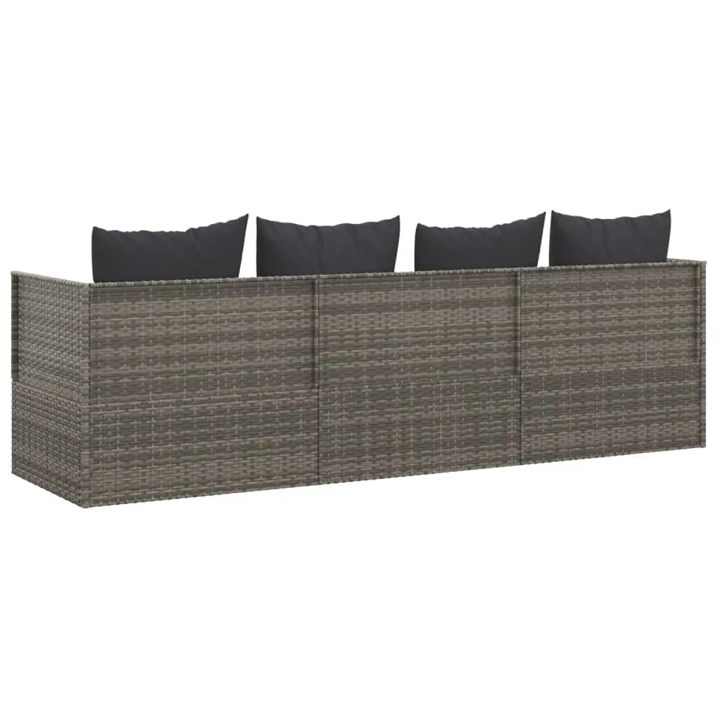 Outdoor Lounge Bed Poly Rattan Adjustable Grey