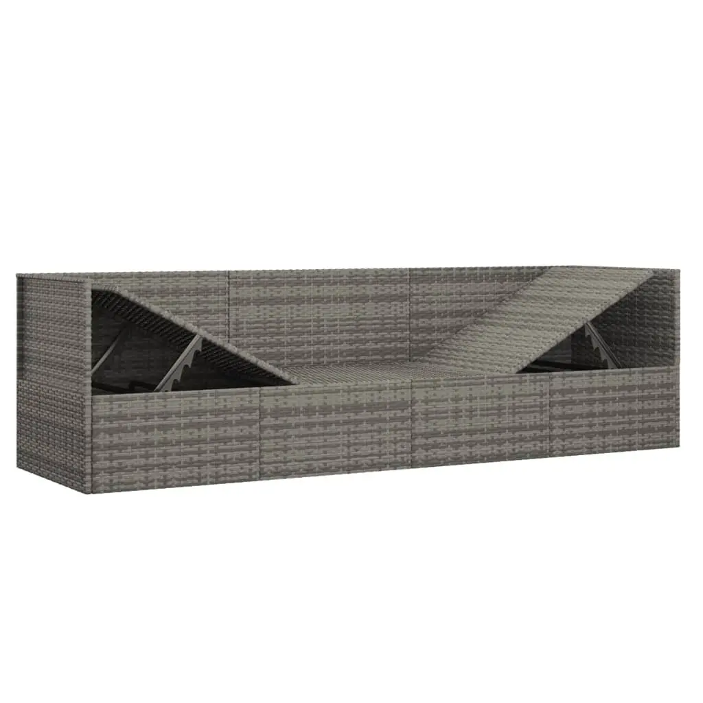 Outdoor Lounge Bed Poly Rattan Adjustable Grey