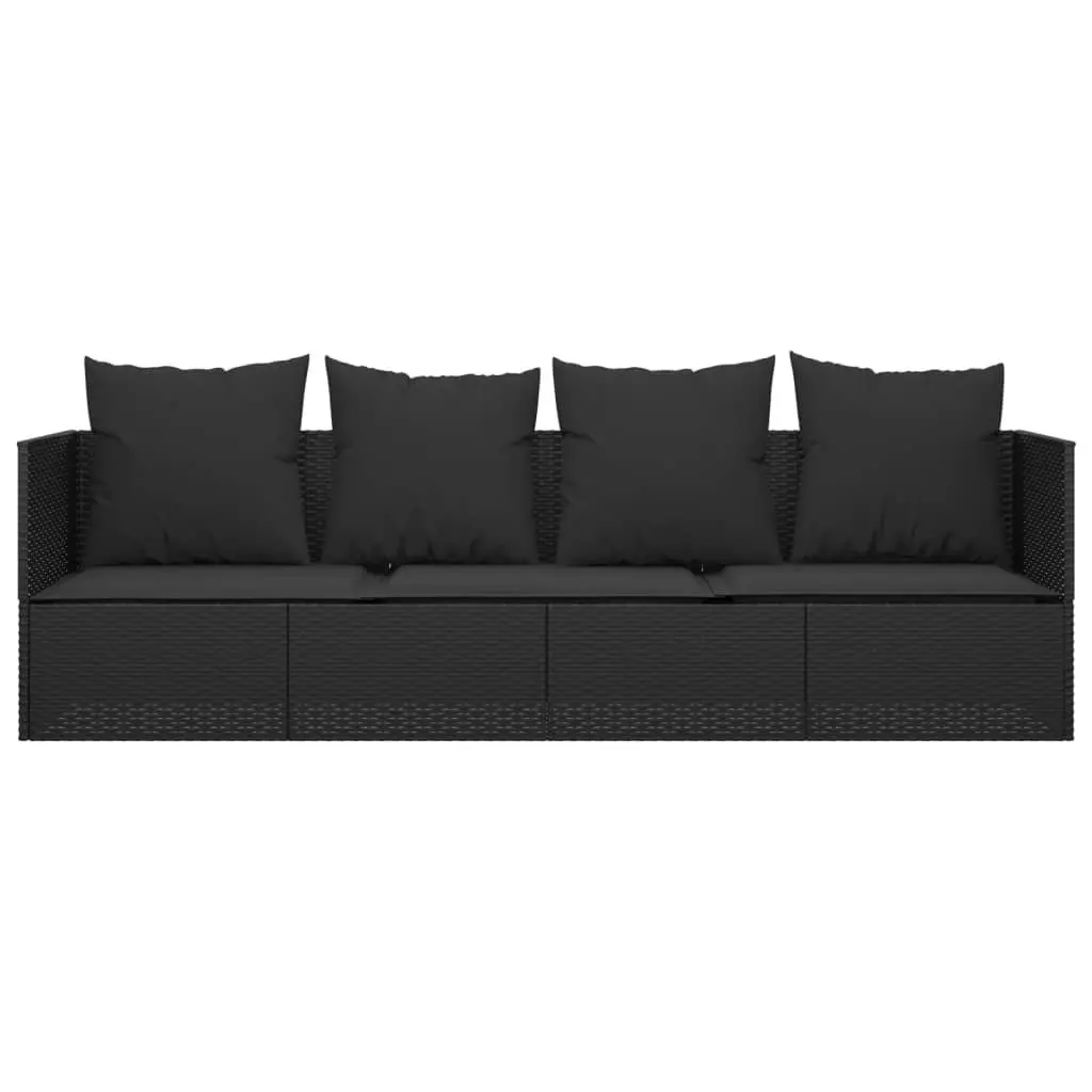 Outdoor Lounge Bed Poly Rattan Adjustable Recliner Black