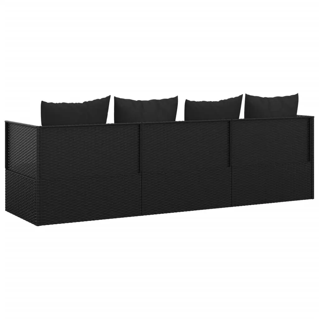 Outdoor Lounge Bed Poly Rattan Adjustable Recliner Black