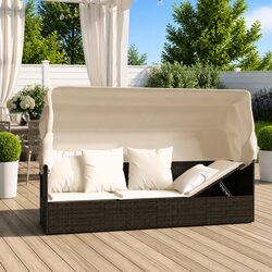 Premium Outdoor Lounge Bed with Adjustable Roof and Cushions