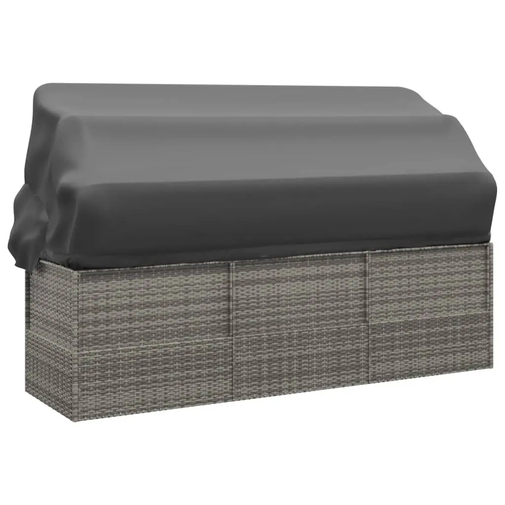 Grey Poly Rattan Outdoor Lounge Bed with Adjustable Roof