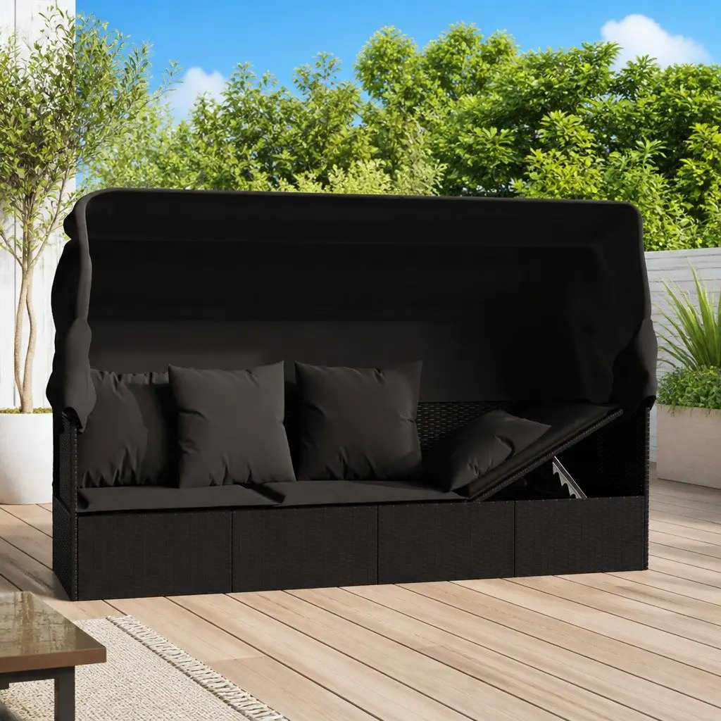 Outdoor Sun Lounge Bed with Adjustable Roof