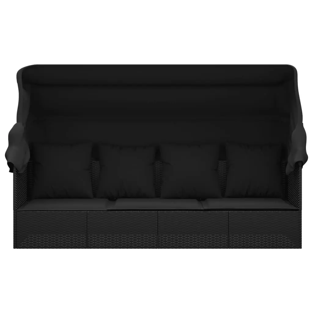 Outdoor Sun Lounge Bed with Adjustable Roof