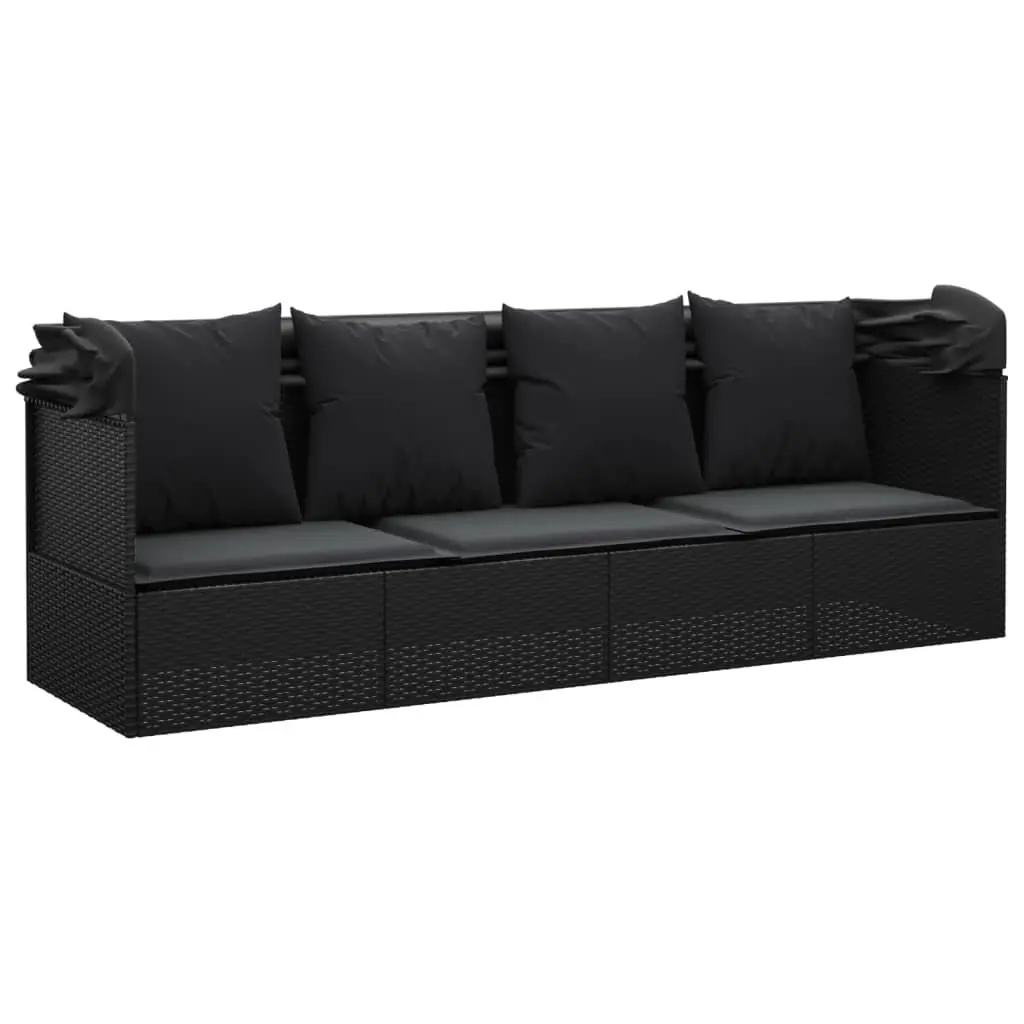 Outdoor Sun Lounge Bed with Adjustable Roof