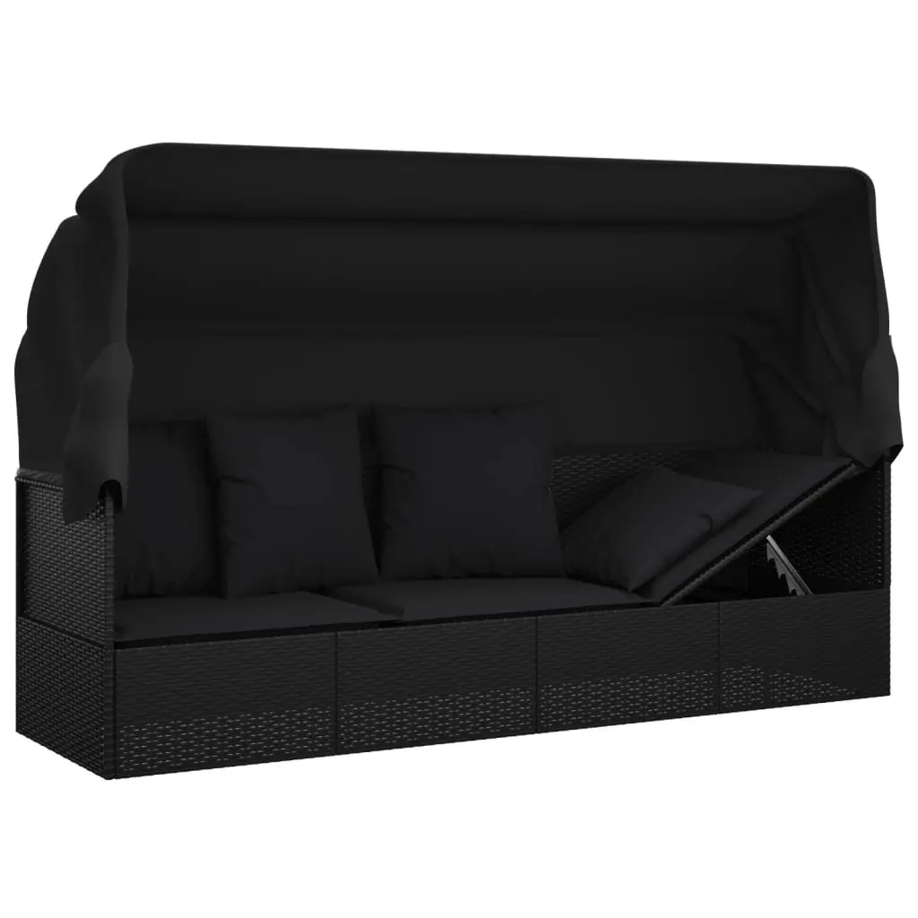 Outdoor Sun Lounge Bed with Adjustable Roof