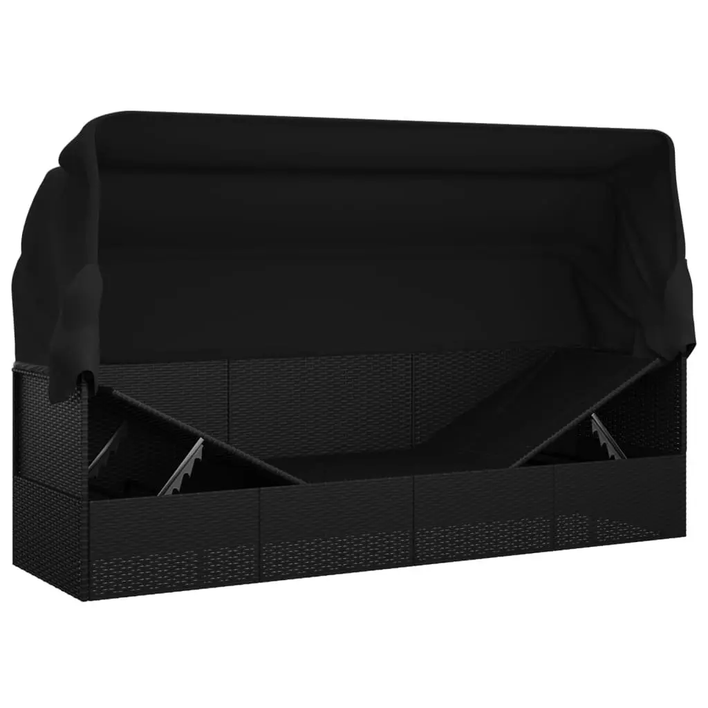Outdoor Sun Lounge Bed with Adjustable Roof