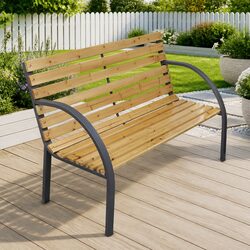112cm Wooden Outdoor Garden Bench with Backrest
