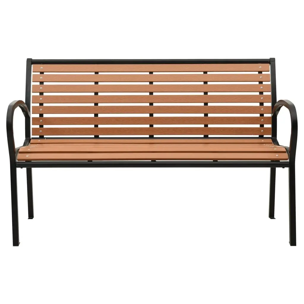 Garden Bench Steel Frame 116cm Brown WPC Slats