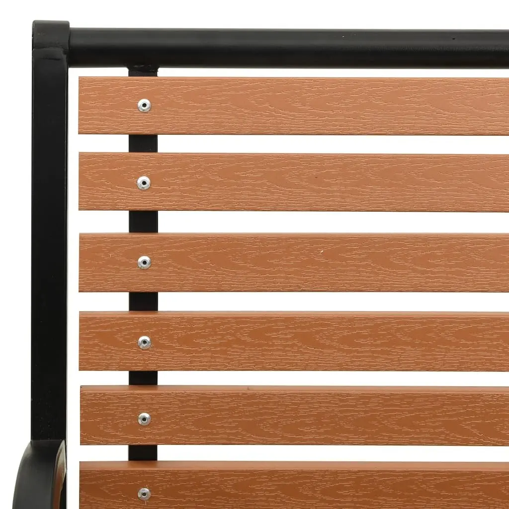 Garden Bench Steel Frame 116cm Brown WPC Slats