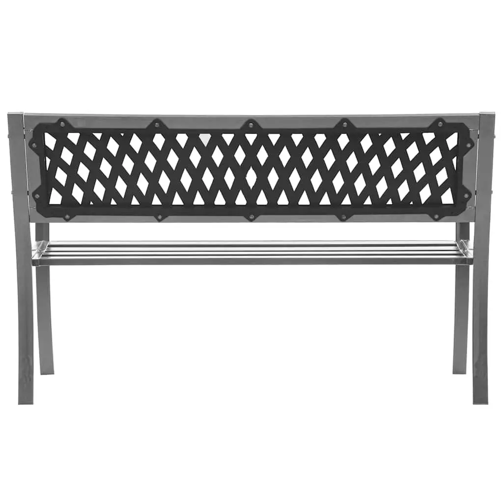 Garden Bench Steel Frame 120cm Black Plastic Backrest Outdoor Seating