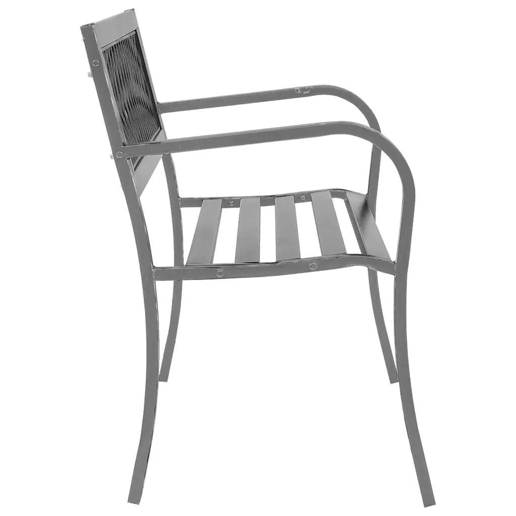 Garden Bench Steel Frame 120cm Black Plastic Backrest Outdoor Seating