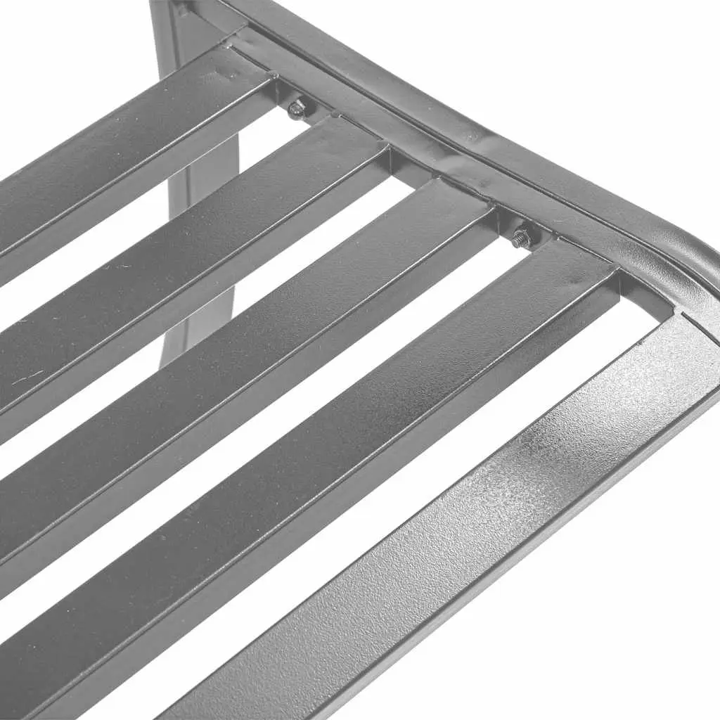 Garden Bench Steel Frame 120cm Black Plastic Backrest Outdoor Seating