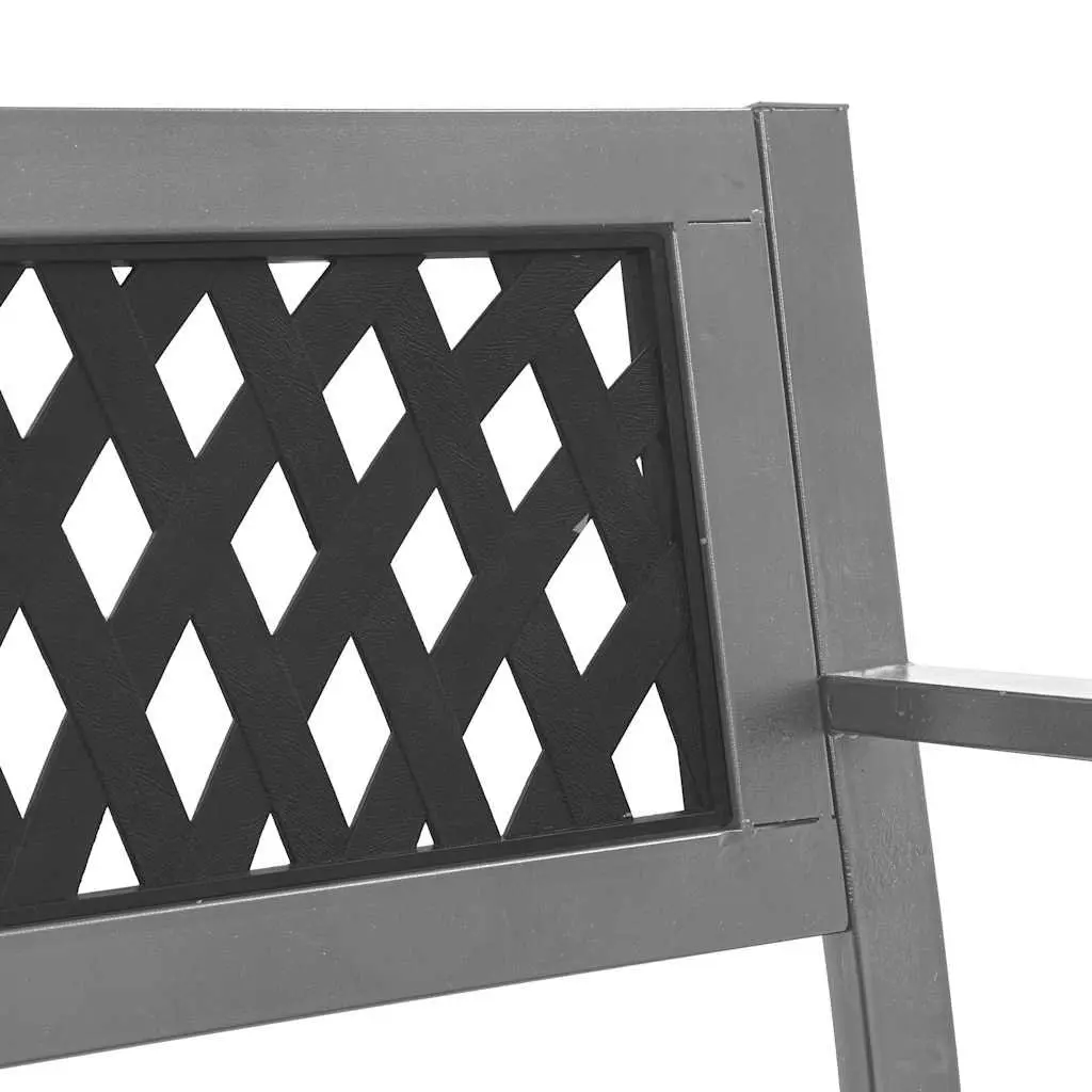 Garden Bench Steel Frame 120cm Black Plastic Backrest Outdoor Seating