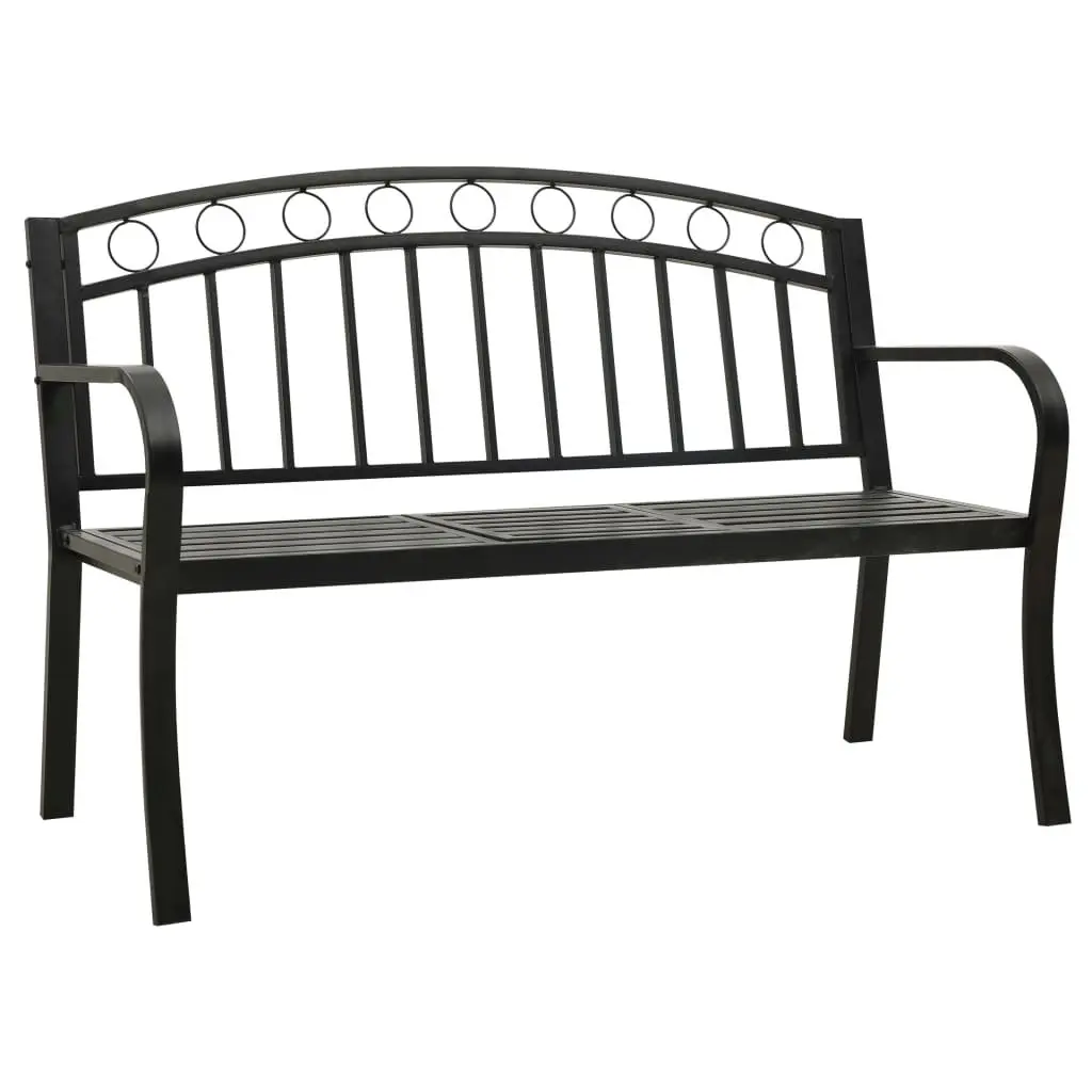 Black Garden Bench with Integrated Table 120cm