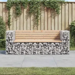 Outdoor Garden Bench with Solid Pine and Gabion Base