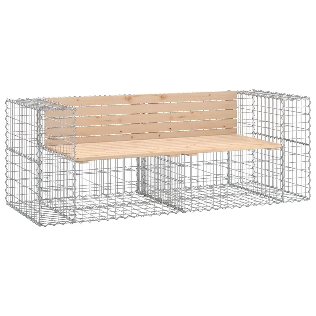 Outdoor Garden Bench with Solid Pine and Gabion Base