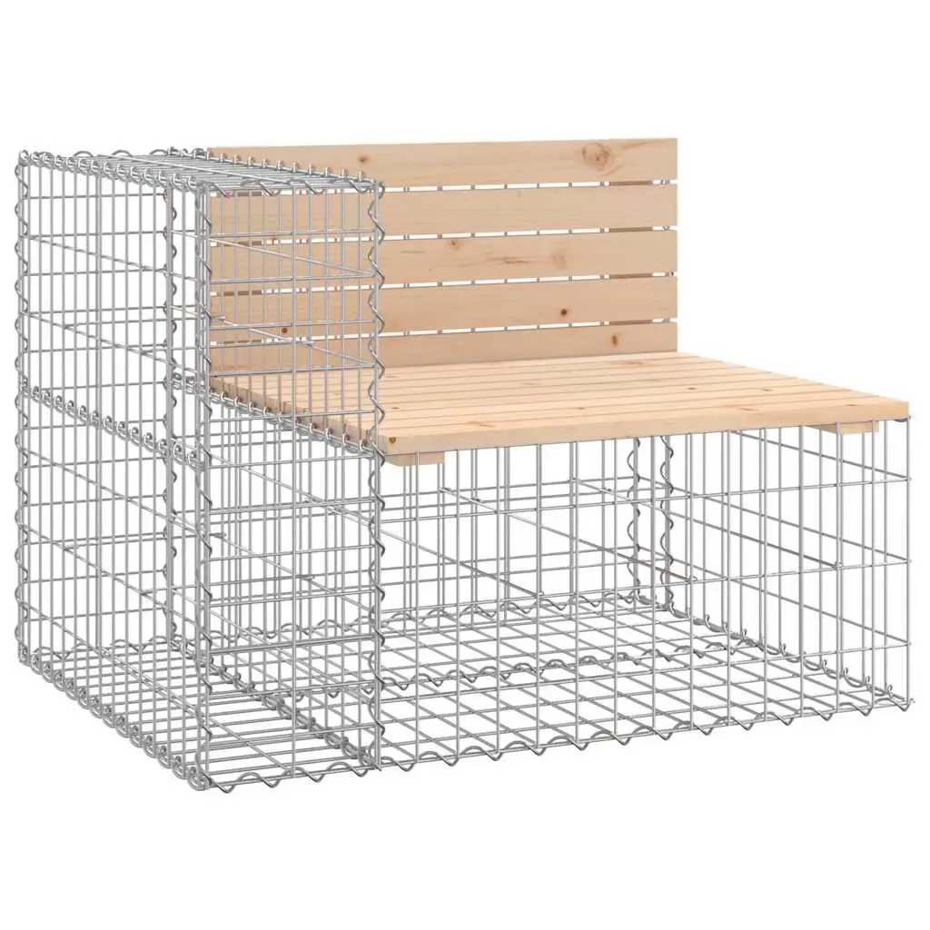 Outdoor Garden Bench with Solid Pine and Gabion Base