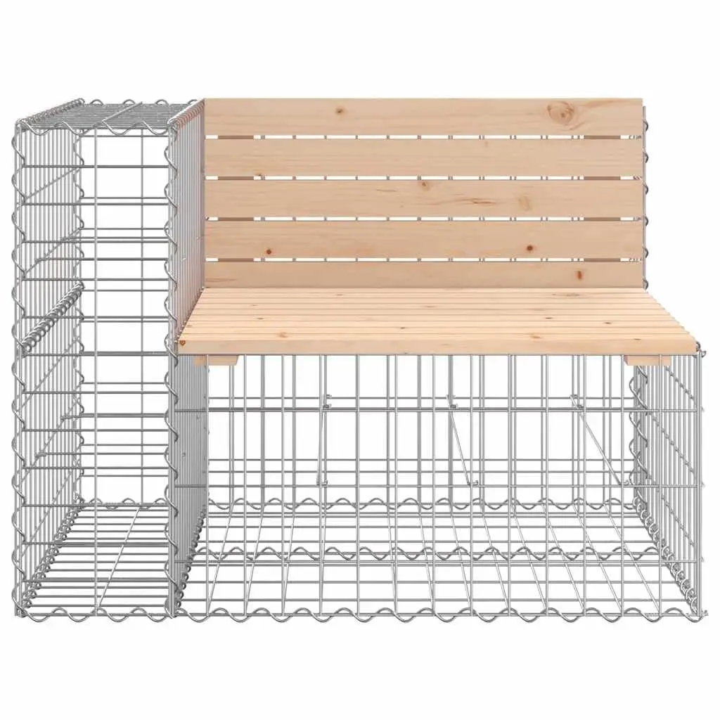 Outdoor Garden Bench with Solid Pine and Gabion Base
