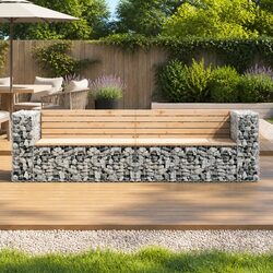 Durable Garden Bench with Gabion Steel Base