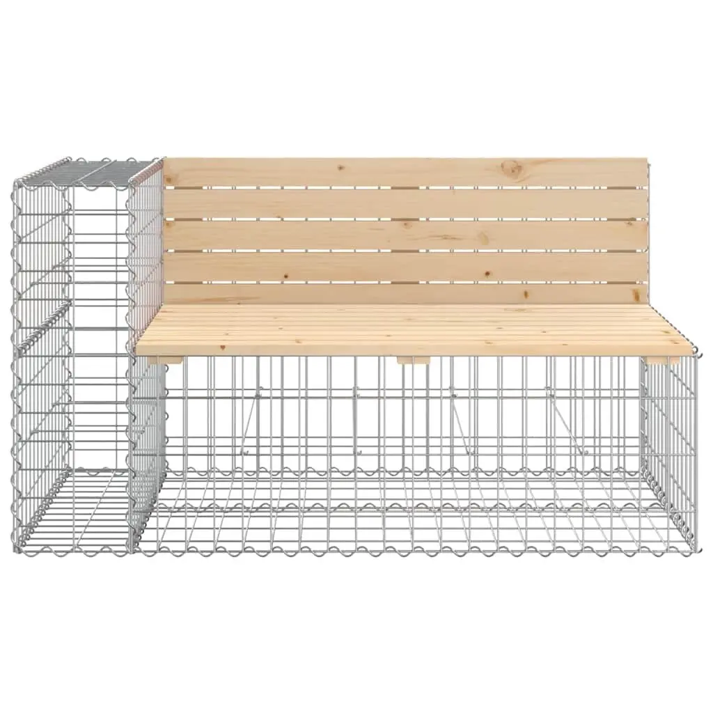 Garden Bench Solid Wood Pine with Galvanised Steel Gabion Basket Base Outdoor