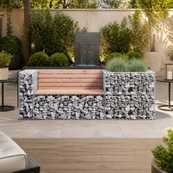 Durable Garden Bench with Solid Wood Seat and Steel Base