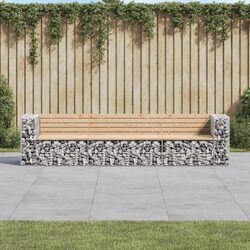 Gabion Design Garden Bench with Solid Pine Wood
