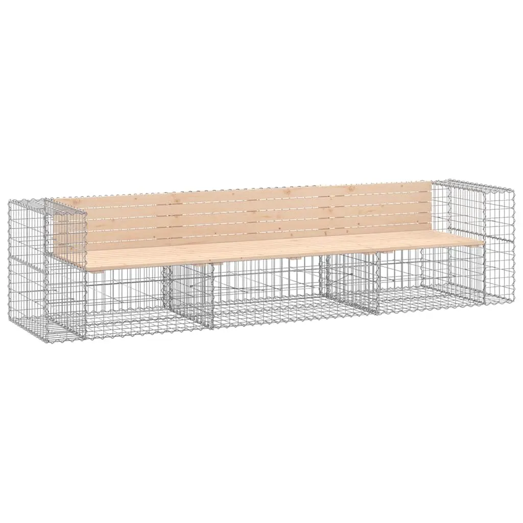 Outdoor Garden Bench Gabion Design Solid Pine Wood Seating Patio Backyard