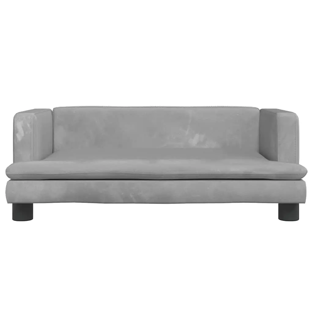 Kids Sofa Velvet Light Grey 80 x 45 x 30 cm
