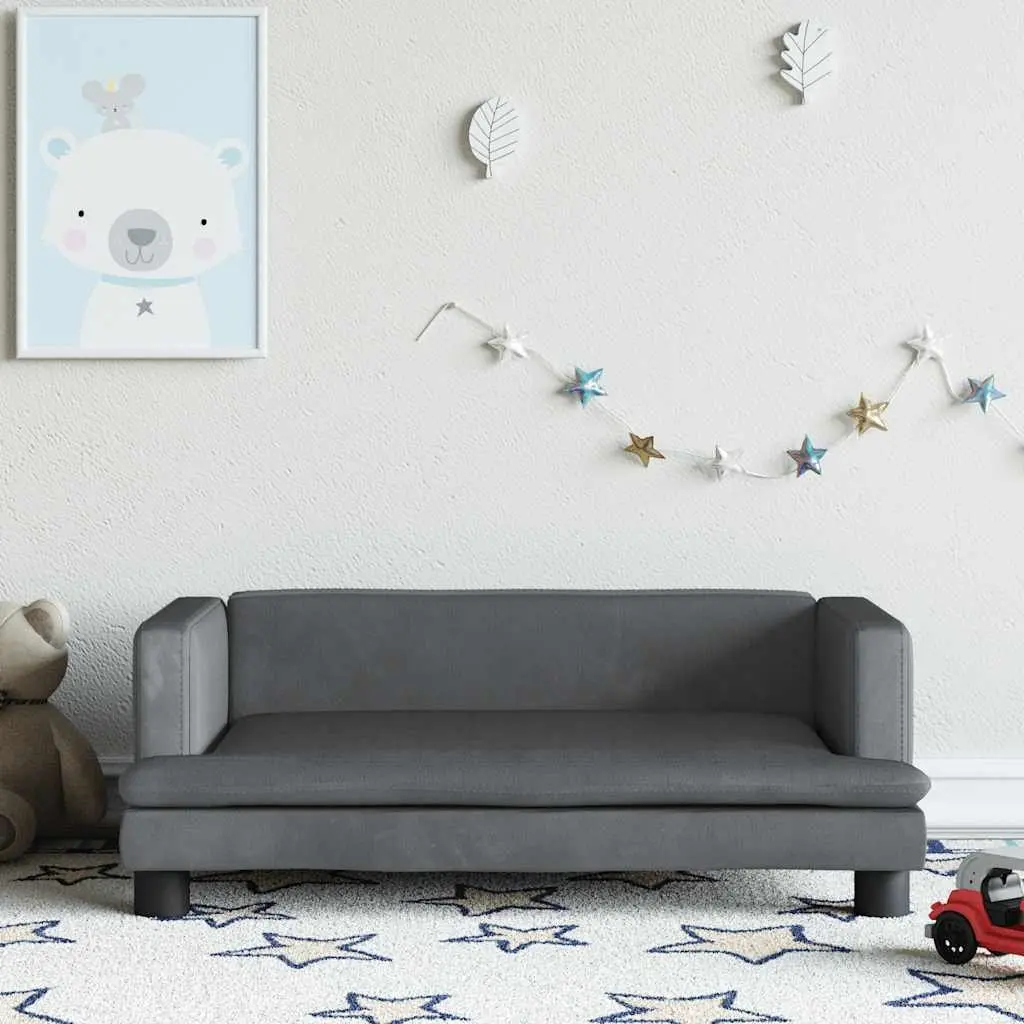 Kids Sofa Velvet Grey 80x45x30cm