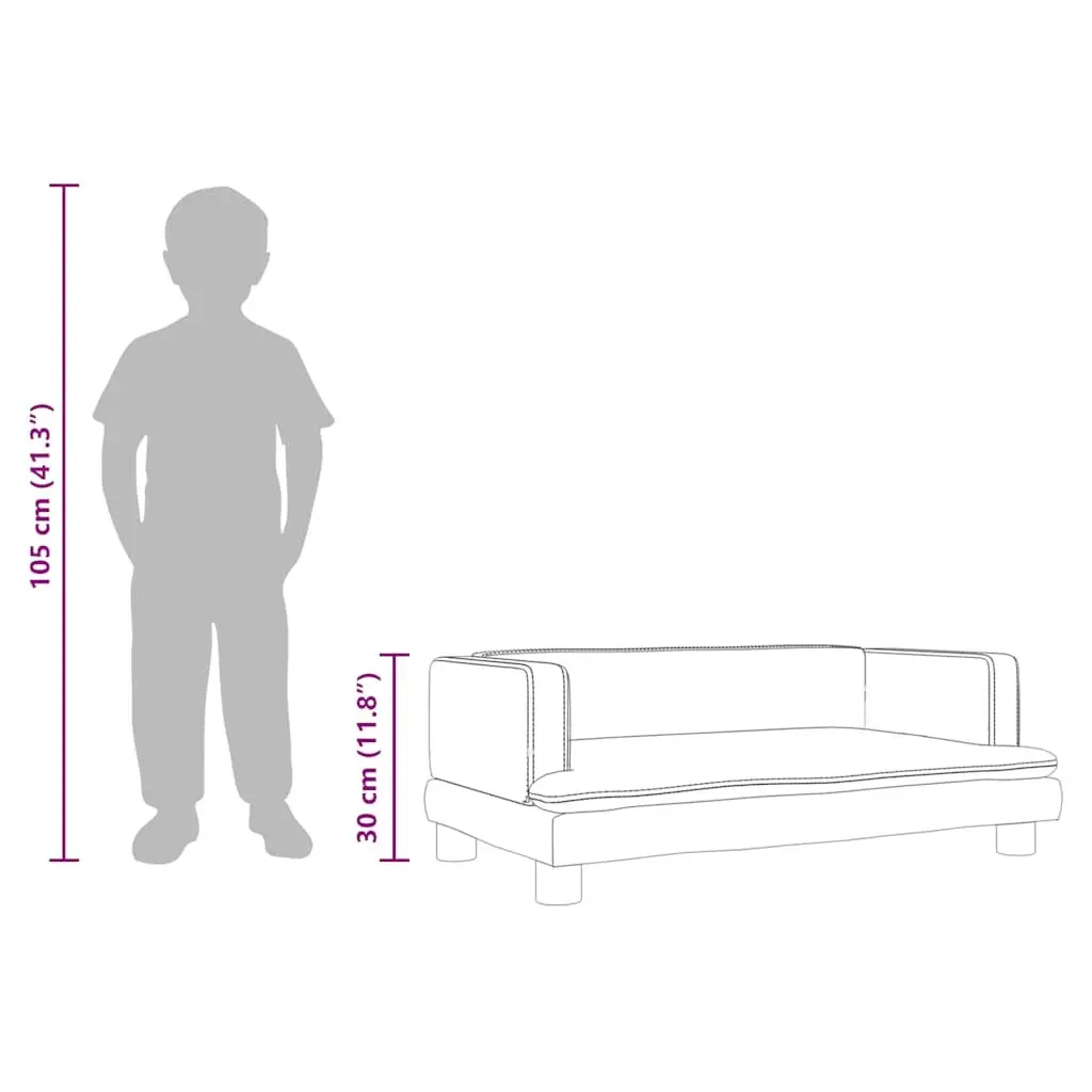 Kids Sofa Velvet Grey 80x45x30cm