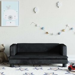 Children's Black Velvet Sofa with Sturdy Build