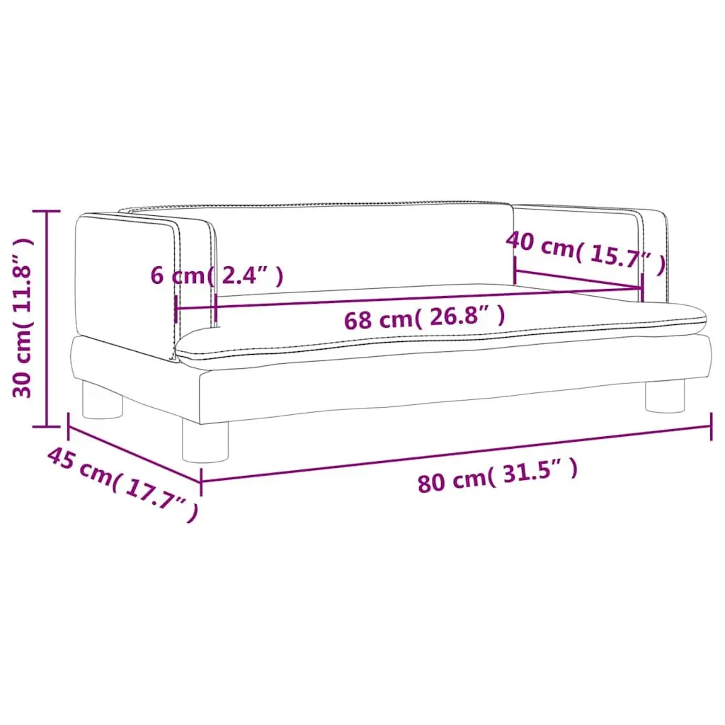 Kids Sofa Velvet Black Small Furniture