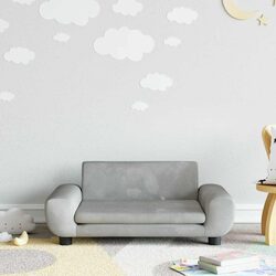 Stylish Grey Velvet Kids Sofa with Robust Build