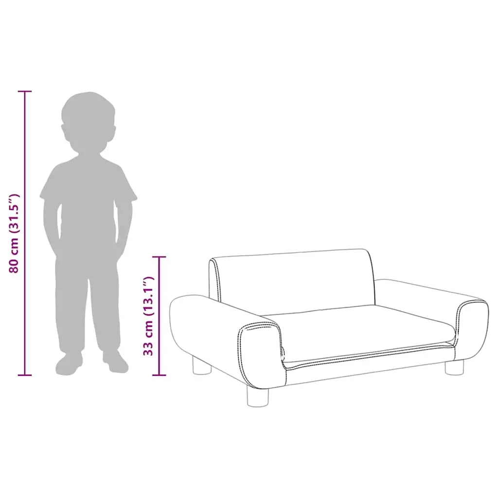 Kids Sofa Grey Velvet Padded Children's Couch Comfortable Relaxation Furniture