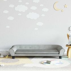 Grey Velvet Kids Sofa with Sturdy Pine Frame