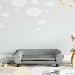 Light Grey Velvet Kids Sofa with Durable Frame