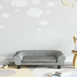 Light Grey Velvet Kids Sofa with Durable Frame