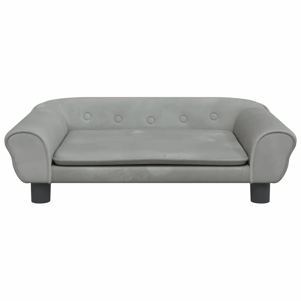 Kids Sofa Velvet Light Grey Padded Furniture Lounger Seat Pine Wood Frame