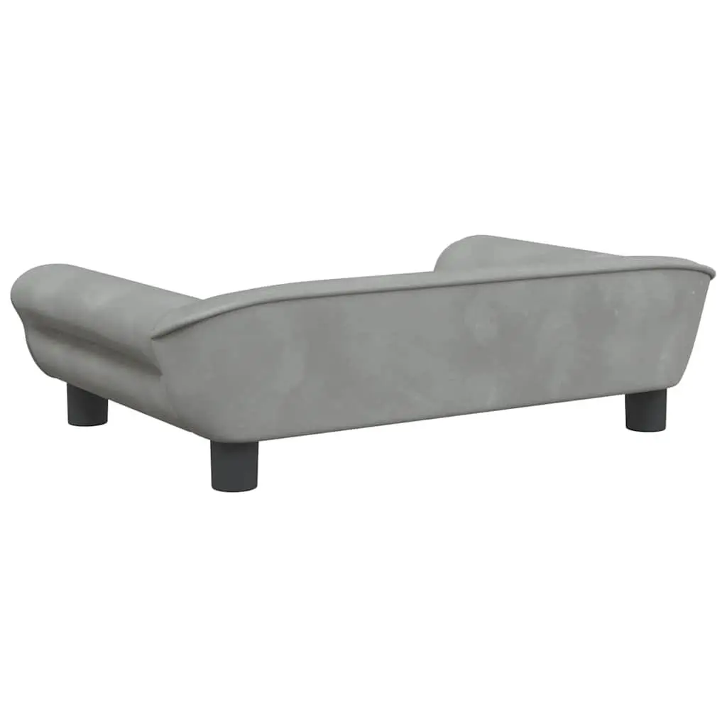Kids Sofa Velvet Light Grey Padded Furniture Lounger Seat Pine Wood Frame